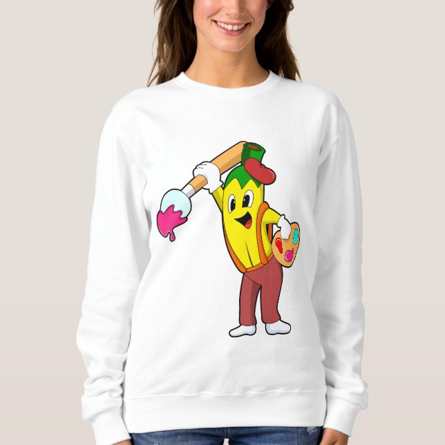 Banana som målarfärg med färgpensel t shirt (Framsida)