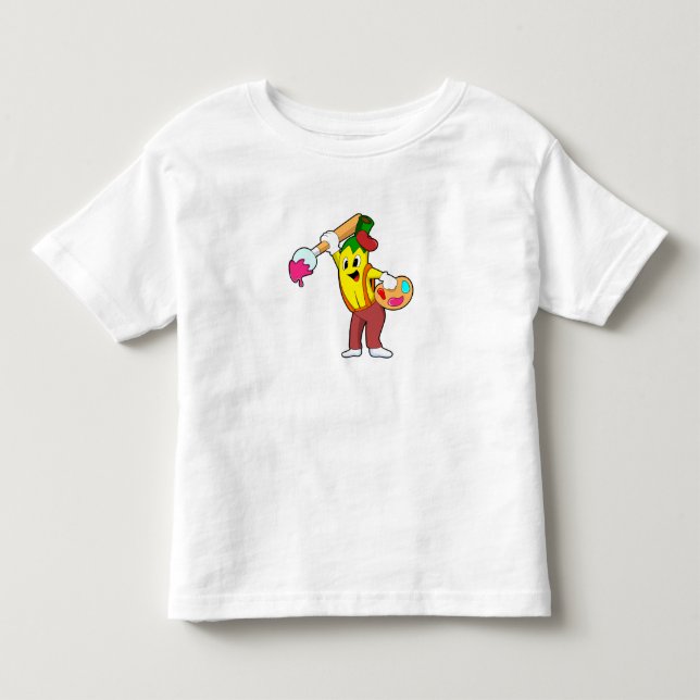 Banana som målarfärg med färgpensel t shirt (Framsida)