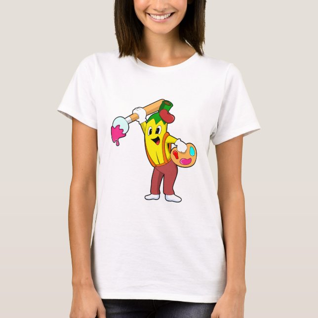 Banana som målarfärg med färgpensel t shirt (Framsida)