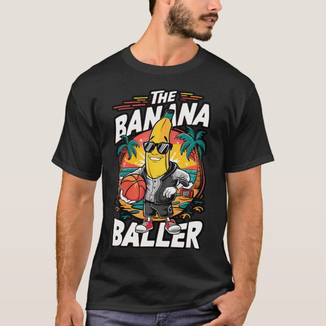Banana Spela Basketball Fruit Älskare Basketball P T Shirt (Framsida)