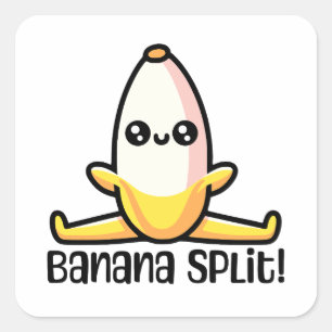 Banana Split! Cute Banana Pun Fyrkantigt Klistermärke