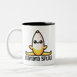 Banana Split! Cute Banana Pun Två-Tonad Mugg
