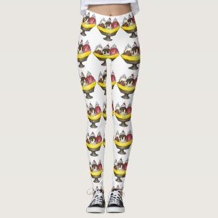 Banana Split Ice Cream Hett Fudge Sundae Foodie Leggings