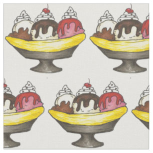 Banana Split Ice Cream Sundae Foodie Soda Fontän Tyg