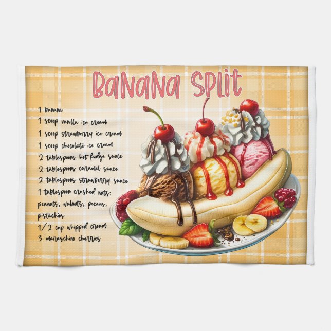 Banana Split Recipe Kökshandduk (Horisontell)
