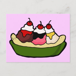 Banana Split Sweet Ice Cream Treat Vykort