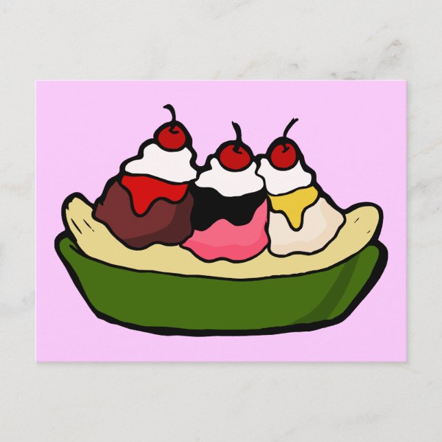 Banana Split Sweet Ice Cream Treat Vykort (Framsida)