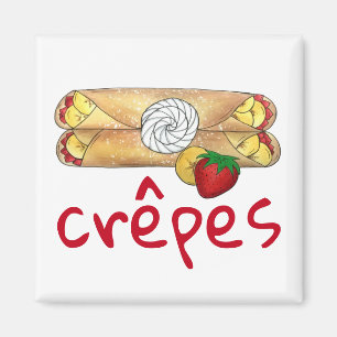 Banana Strawberry Crêpes Fransk Food Cuisine Crepe Magnet