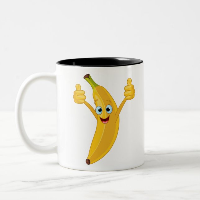 Banana Tecknad Design Två-Tonad Mugg (Vänster)