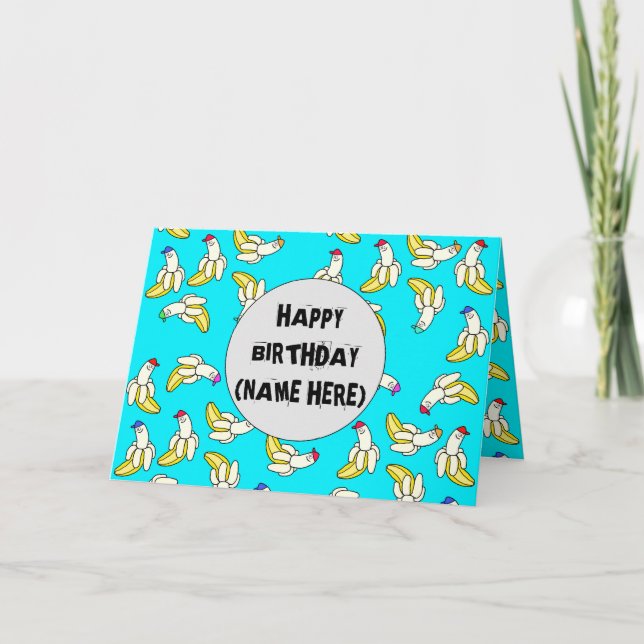 Banana Tecknad Personlig Birthday Card Kort (Framsida)