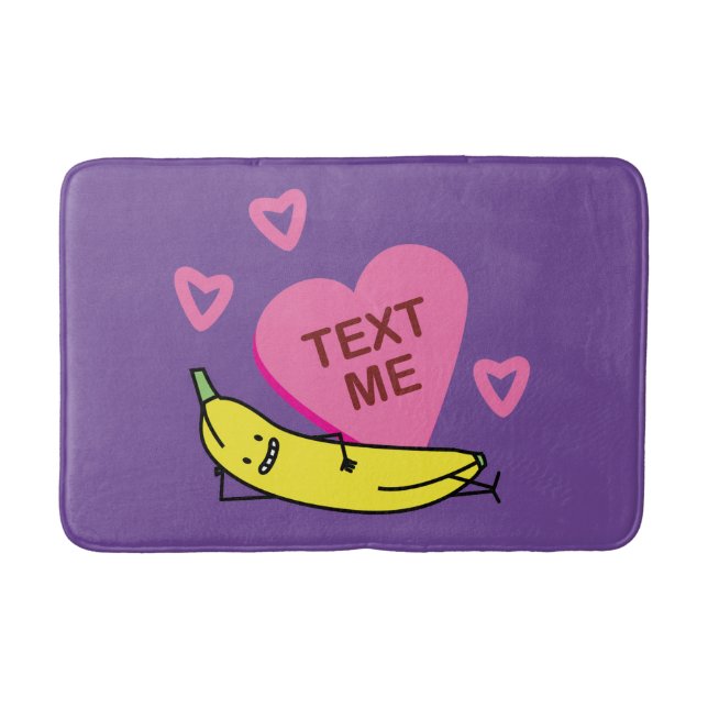 Banana Text Me Valentine leende med fastande Badrumsmatta (Framsidan)