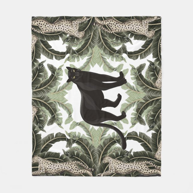 Banana Träd Cheetah Tropical Mönster Fleecefilt (Framsidan)