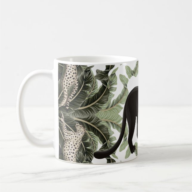 Banana Träd Cheetah Tropical Mönster Kaffemugg (Vänster)