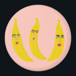 Banana Trio Whimsical Magnet<br><div class="desc">Dekorera köket med magnet. Gör en underbar liten gåva! Kolla min butik för att hitta mer passande saker som mugg, handdukar och klistermärken! Du kan alltid lägga till en egen text. Säg till om du vill ha någon anpassningsbar. Om du köper den, tack! Se till att du en pic på...</div>