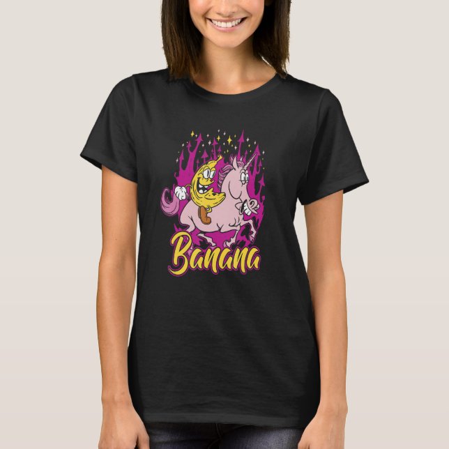 Banana Unicorn Banana Plantain Fruit T Shirt (Framsida)