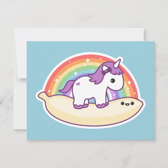 Banana Unicorn Födelsedagsfest inbjudan (Framsida)