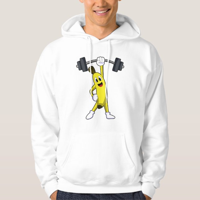 Banana vid styrkeutbildning med Barbell Hoodie (Framsida)