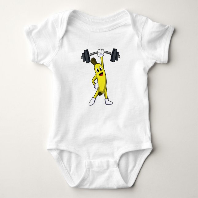 Banana vid styrkeutbildning med Barbell T Shirt (Framsida)