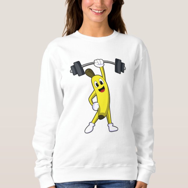 Banana vid styrkeutbildning med Barbell T Shirt (Framsida)