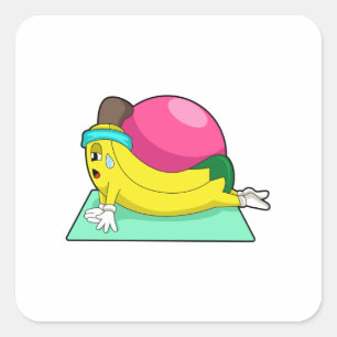 Banana vid Yoga Fitness Fyrkantigt Klistermärke