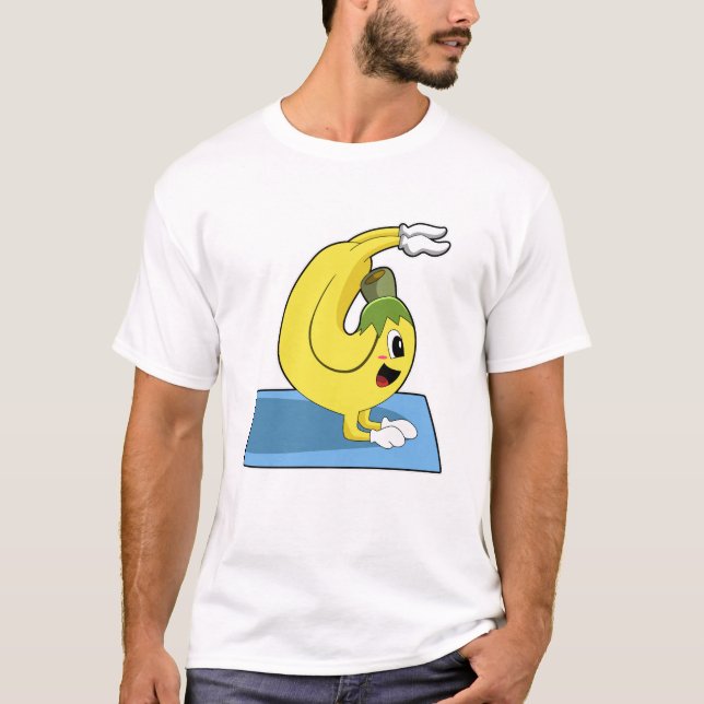 Banana vid Yoga på Yoga-mattan T Shirt (Framsida)
