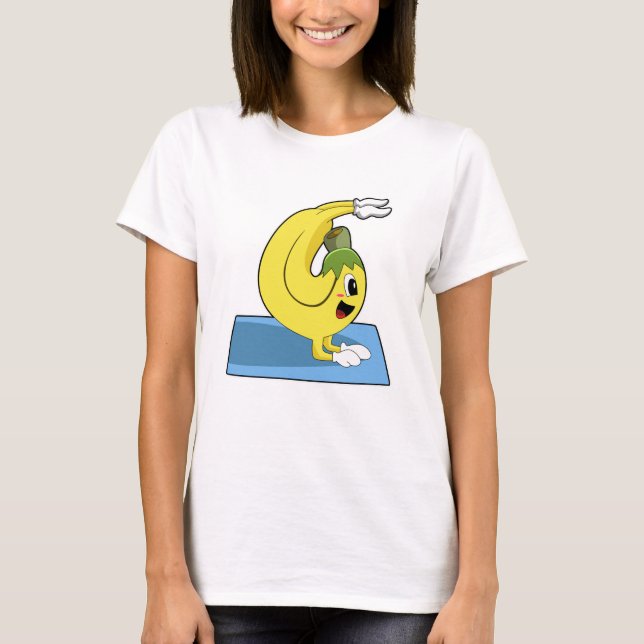 Banana vid Yoga på Yoga-mattan T Shirt (Framsida)