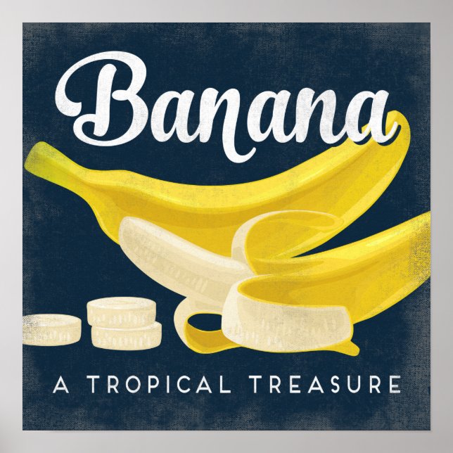 Banana Vintage Fruit Label Poster (Framsidan)