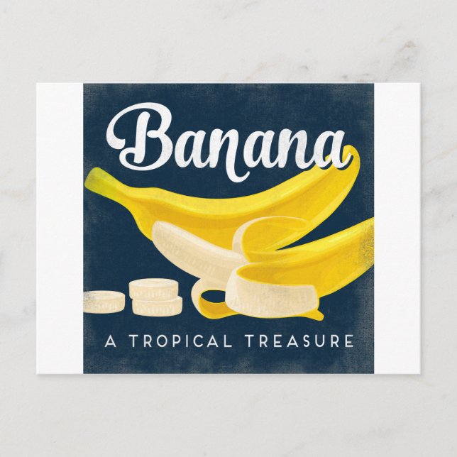 Banana Vintage Fruit Label Retro Vykort (Framsida)