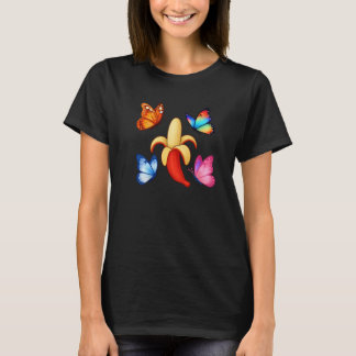 Banana with Colorful Butterflies T Shirt
