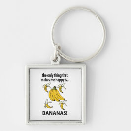 Bananas Fruit Funny Bananas Fyrkantig Silverfärgad Nyckelring