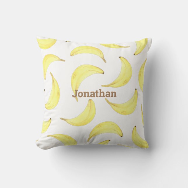 Bananas Gult Simple Namn Fruit Typography Kudde (Framsida)