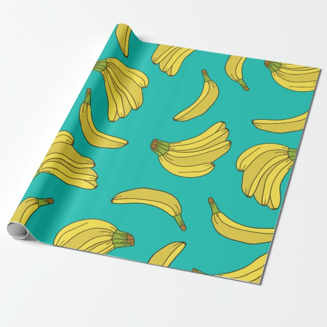 Bananas hand plockade sömlös mönster. Sketchillus Presentpapper (Utrullad)