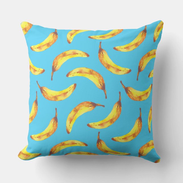 Bananas Watercolor Mönster Kudde (Framsida)
