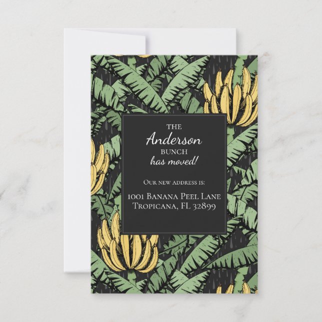 Bananbäckenkort för Ny adress Flytta Anteckningskort (Framsida)