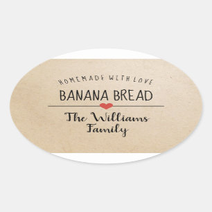 bananbröd hemgjord med kärlek Kraft namn Ovalt Klistermärke