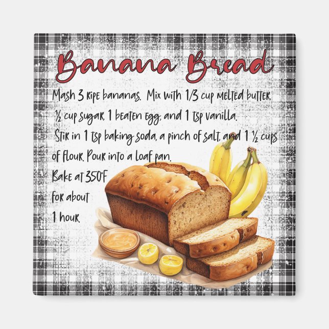 Bananbröd recept magnet (Framsidan)