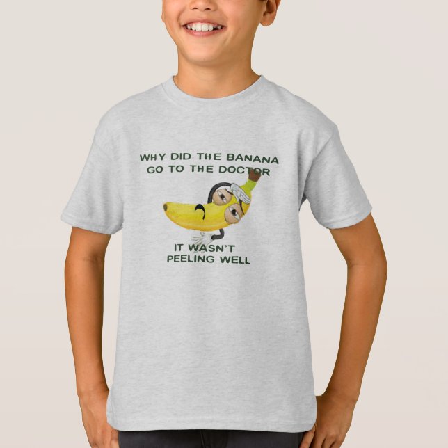 bananen går till doktor hälso- och skämt. t shirt (Framsida)