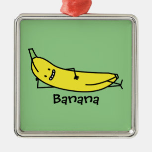 Bananen, som ler som lägger besegrar och att julgransprydnad metall