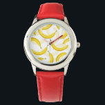 Bananer Armbandsur<br><div class="desc">Vattenfärg mönster med bananer.</div>