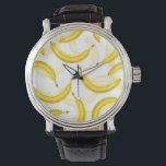 Bananer Armbandsur<br><div class="desc">Vattenfärg mönster med bananer.</div>