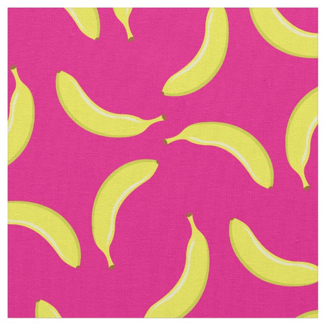 Bananer Cute Fruit fet Fånig Köks Rosa Tyg (Närbild)