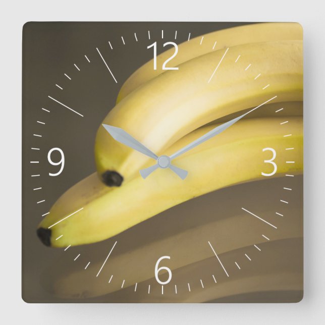 Bananer Fyrkantig Klocka (Framsida)