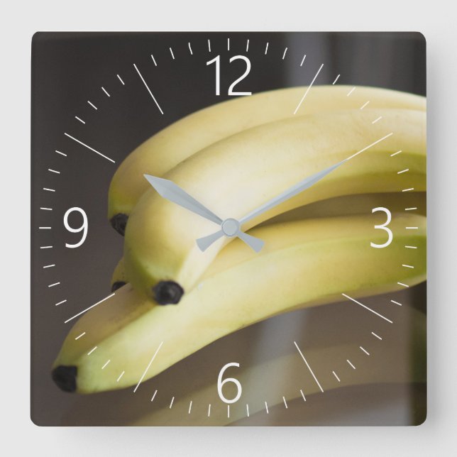 Bananer Fyrkantig Klocka (Framsida)