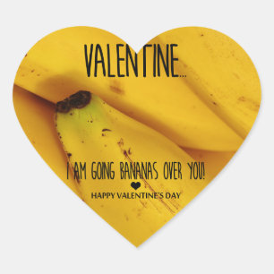 Bananer galna över dig Alla hjärtans dag Hjärtformat Klistermärke