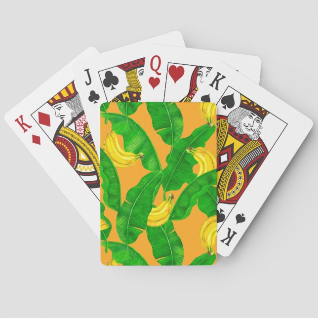 Bananer och löv vattenfärgsdesign casinokort (Baksidan)