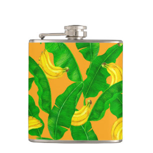 Bananer och löv vattenfärgsdesign fickplunta