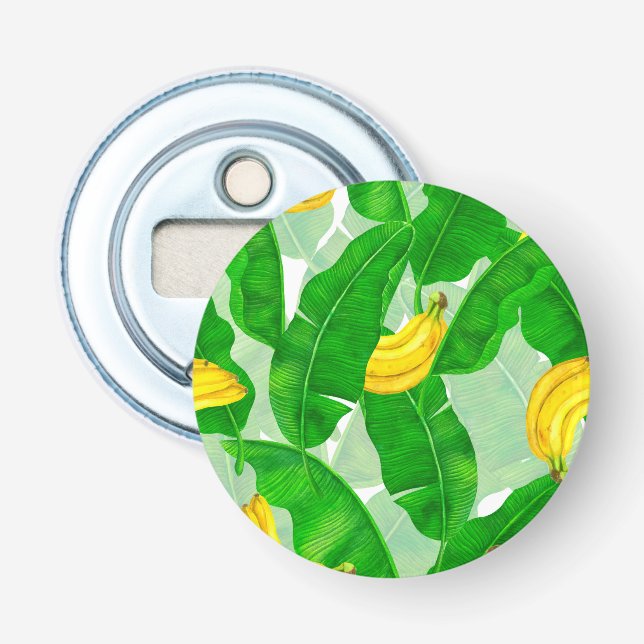 Bananer och löv vattenfärgsdesign flasköppnare (Framsidan)