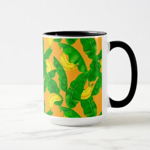 Bananer och löv vattenfärgsdesign mugg