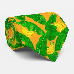 Bananer och löv vattenfärgsdesign slips