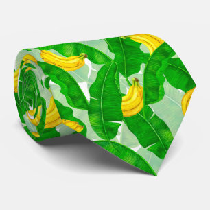 Bananer och löv vattenfärgsdesign slips